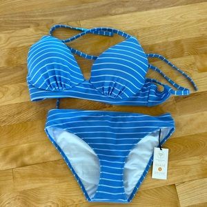 Blue stripe string bikini